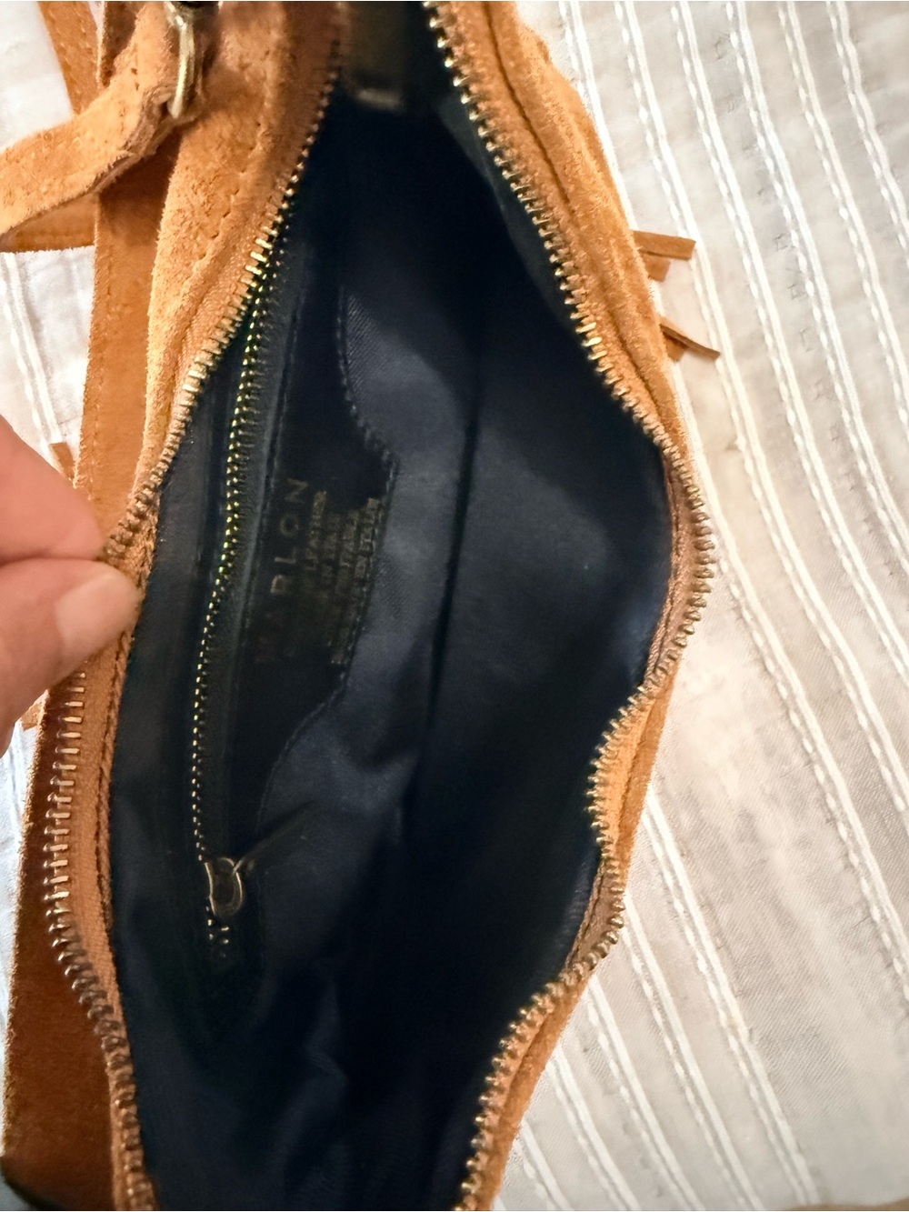Suede Fringe Crossbody Bag in Cognac - Picture 4 of 4